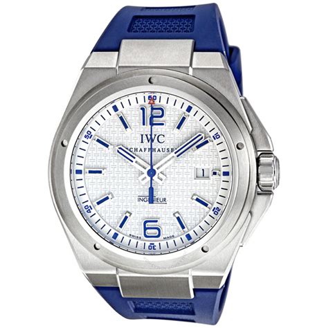 IWC Ingenieur Mission Earth White Dial Blue Rubber Strap